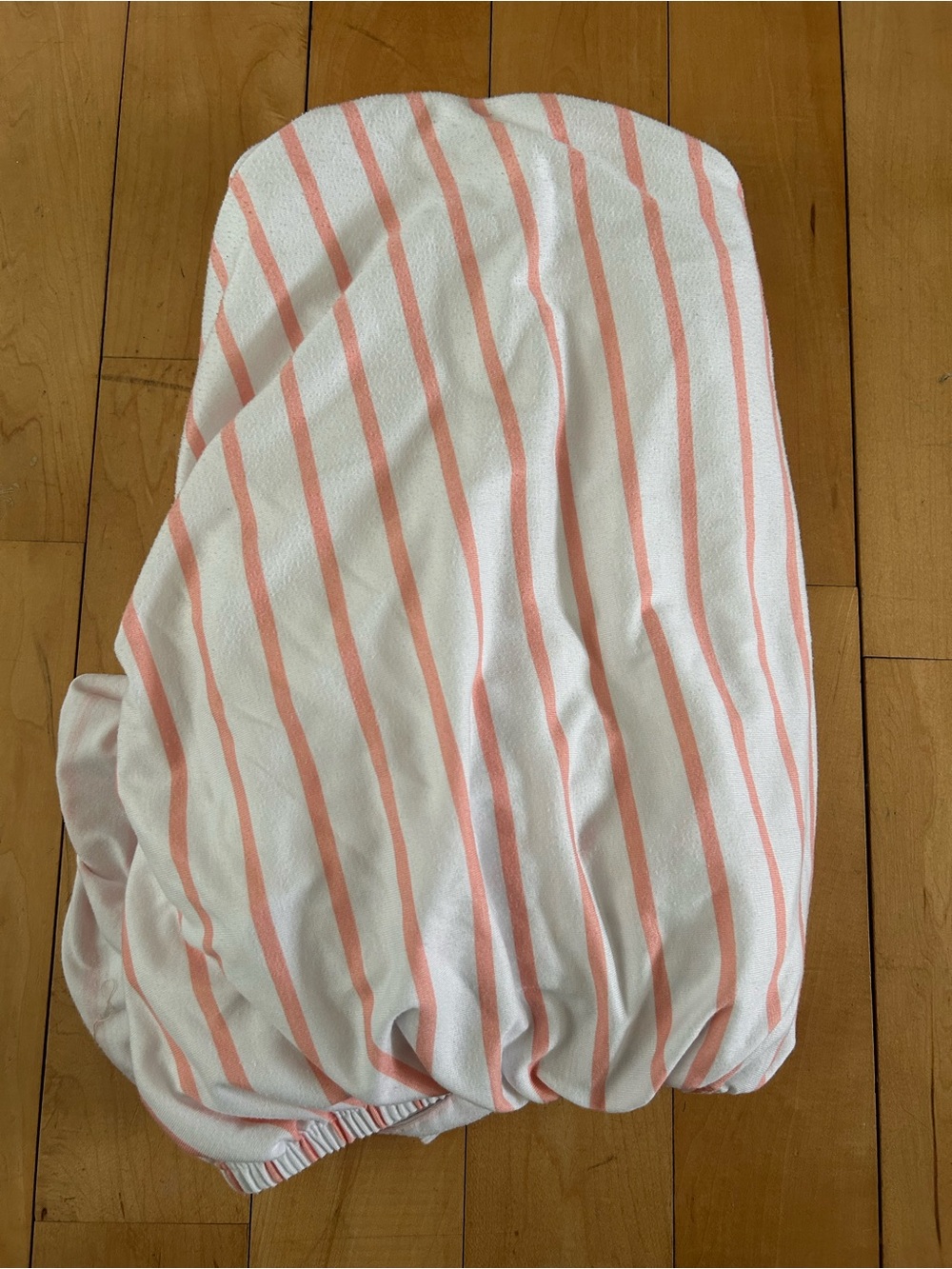 White and Light Pink Striped Crib Sheet